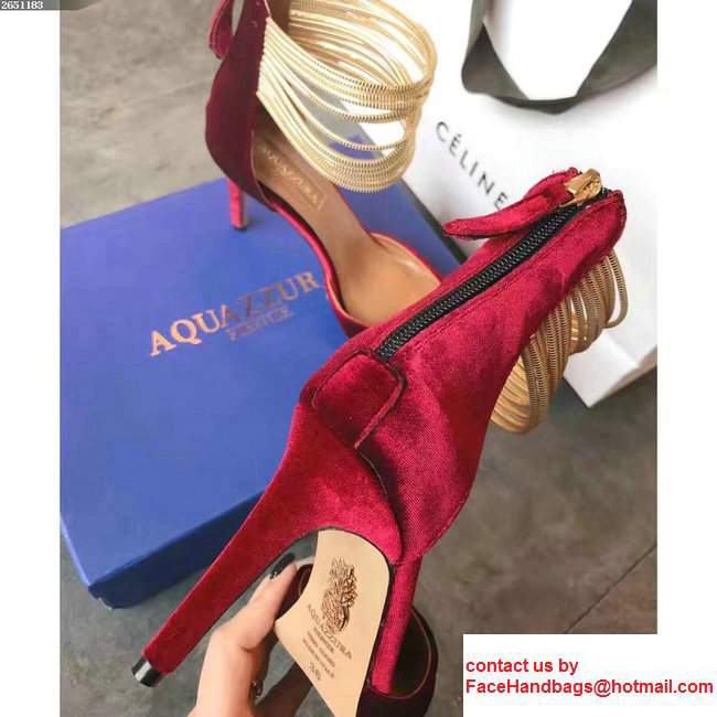 Aquazzura Cords Suede Heel 9cm Hello Lover Pumps Red 2017