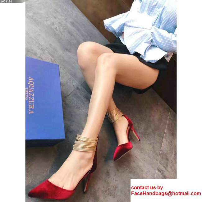 Aquazzura Cords Suede Heel 9cm Hello Lover Pumps Red 2017