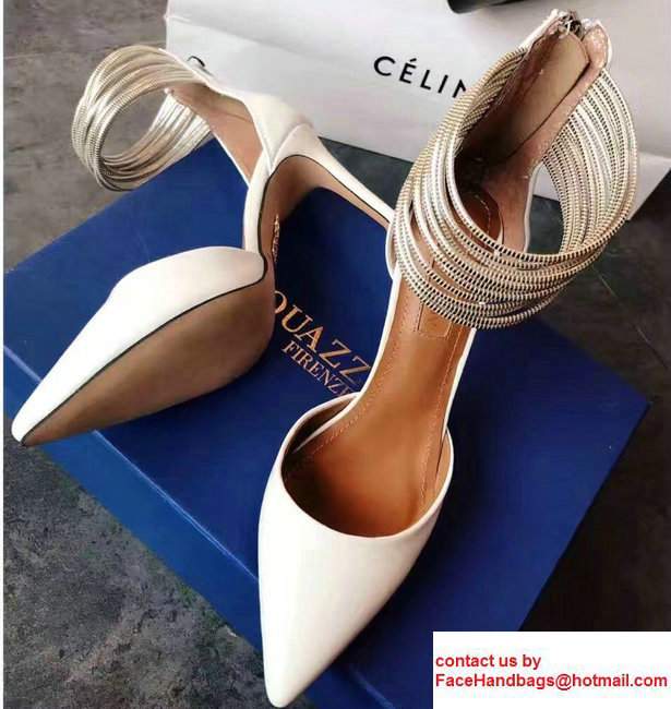 Aquazzura Cords Suede Heel 9cm Hello Lover Pumps White 2017