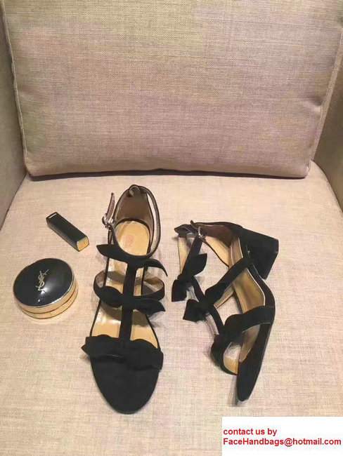 Aquazzura St. Tropez Suede Heel 5.5cm Sandals Black 2017