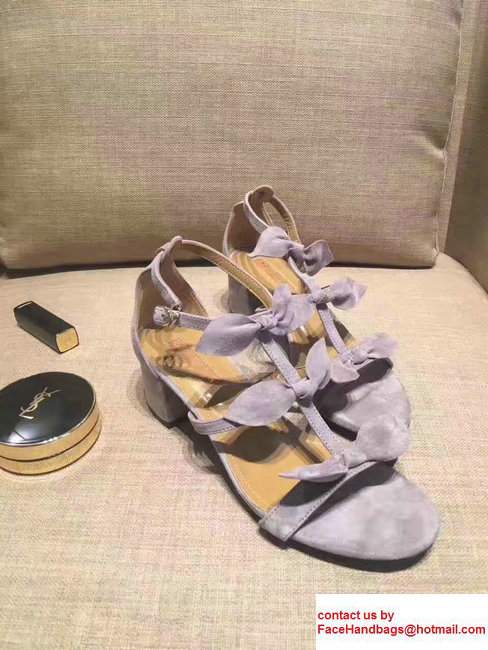 Aquazzura St. Tropez Suede Heel 5.5cm Sandals Gray 2017