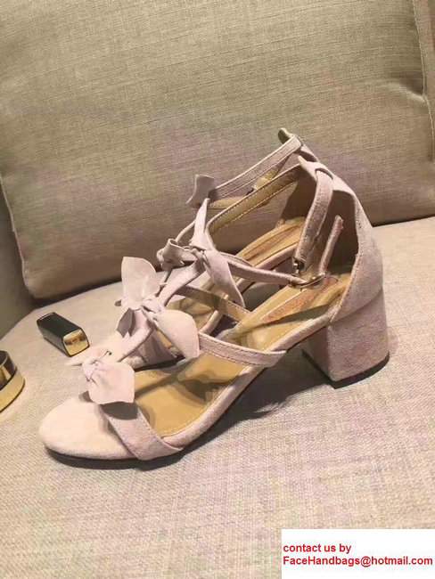 Aquazzura St. Tropez Suede Heel 5.5cm Sandals Nude 2017