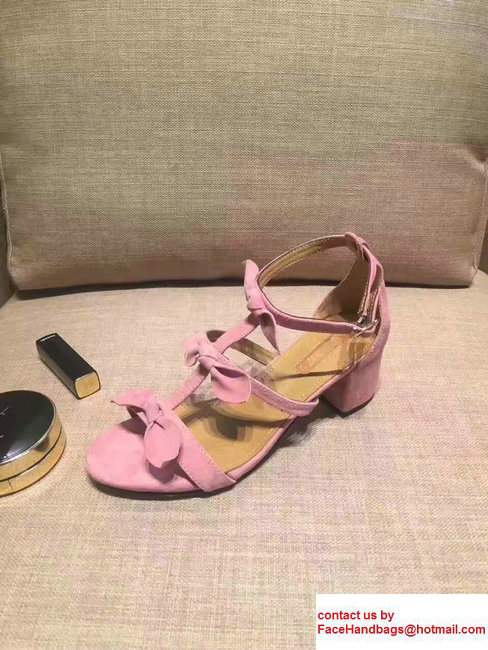 Aquazzura St. Tropez Suede Heel 5.5cm Sandals Pink 2017