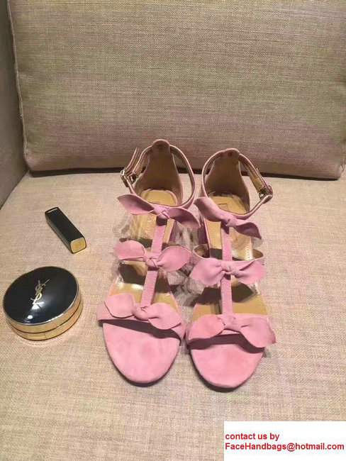 Aquazzura St. Tropez Suede Heel 5.5cm Sandals Pink 2017