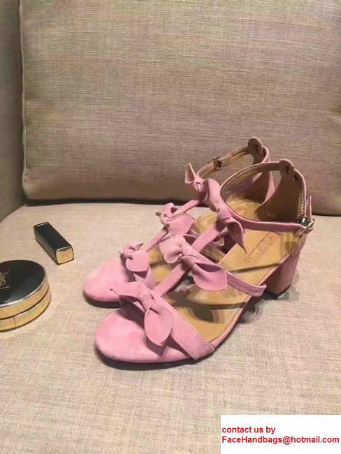 Aquazzura St. Tropez Suede Heel 5.5cm Sandals Pink 2017