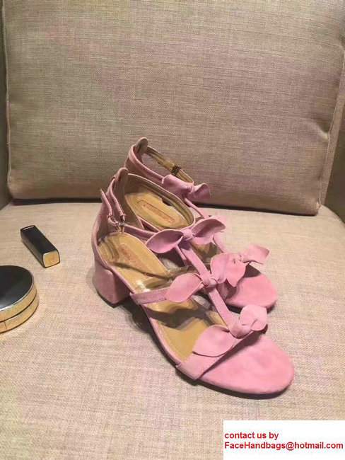 Aquazzura St. Tropez Suede Heel 5.5cm Sandals Pink 2017