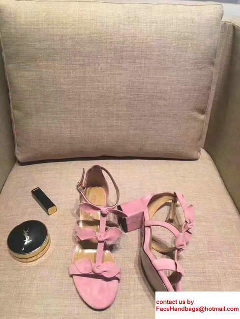 Aquazzura St. Tropez Suede Heel 5.5cm Sandals Pink 2017