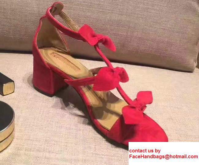 Aquazzura St. Tropez Suede Heel 5.5cm Sandals Red 2017