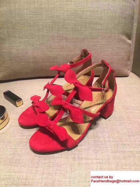 Aquazzura St. Tropez Suede Heel 5.5cm Sandals Red 2017