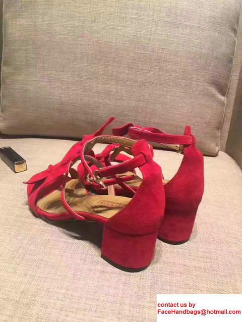 Aquazzura St. Tropez Suede Heel 5.5cm Sandals Red 2017