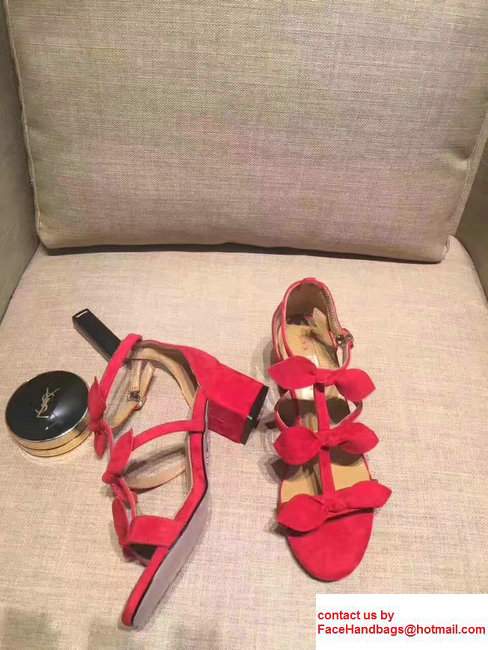 Aquazzura St. Tropez Suede Heel 5.5cm Sandals Red 2017