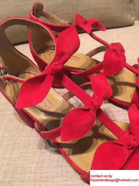 Aquazzura St. Tropez Suede Heel 5.5cm Sandals Red 2017