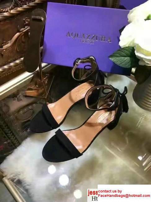 Aquazzura Suede Heel 5cm Sandals Black 2017