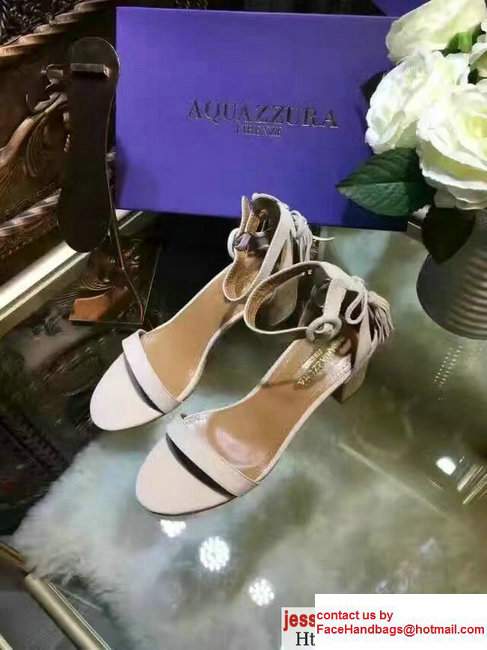 Aquazzura Suede Heel 5cm Sandals Off White 2017