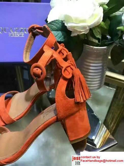 Aquazzura Suede Heel 5cm Sandals Orange 2017