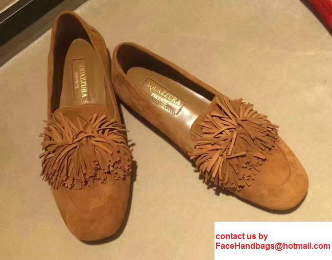 Aquazzura Suede Wild Loafer Flat Brown 2017