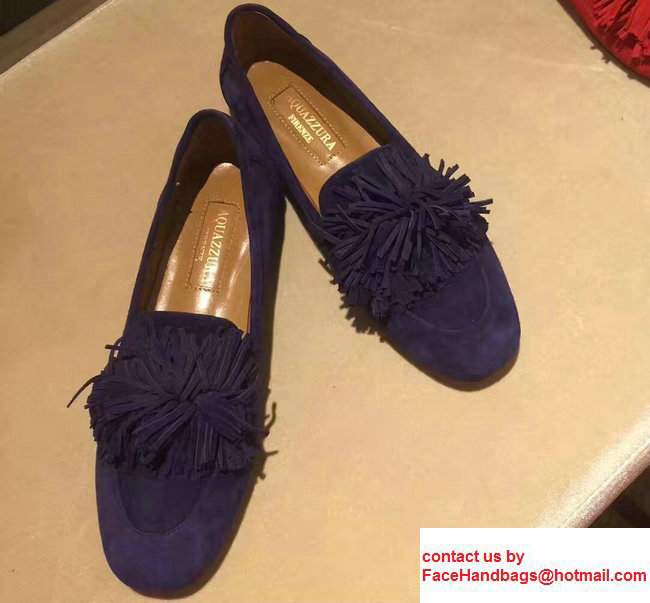 Aquazzura Suede Wild Loafer Flat Purple 2017