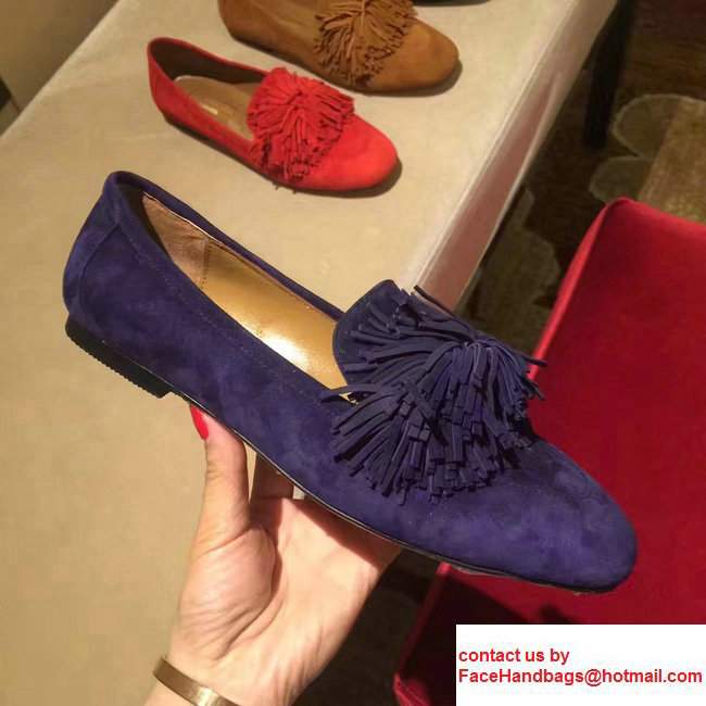 Aquazzura Suede Wild Loafer Flat Purple 2017