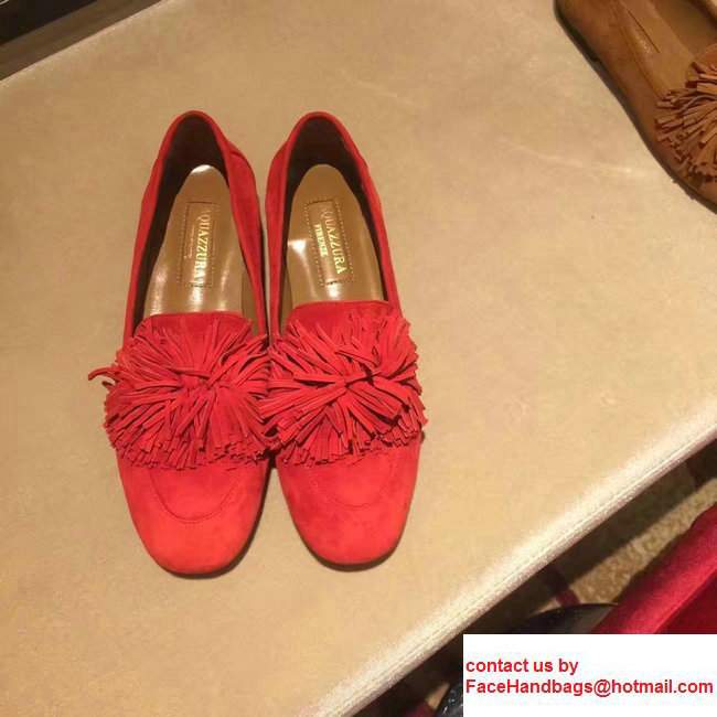 Aquazzura Suede Wild Loafer Flat Red 2017