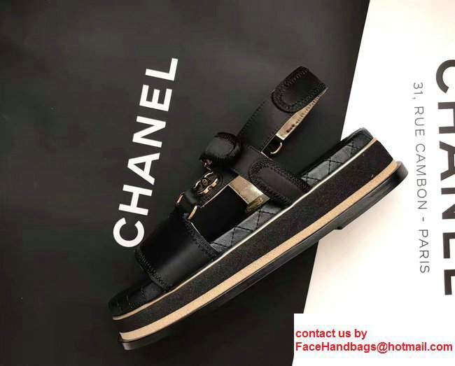 Chanel Satin Sandals G32676 Black 2017