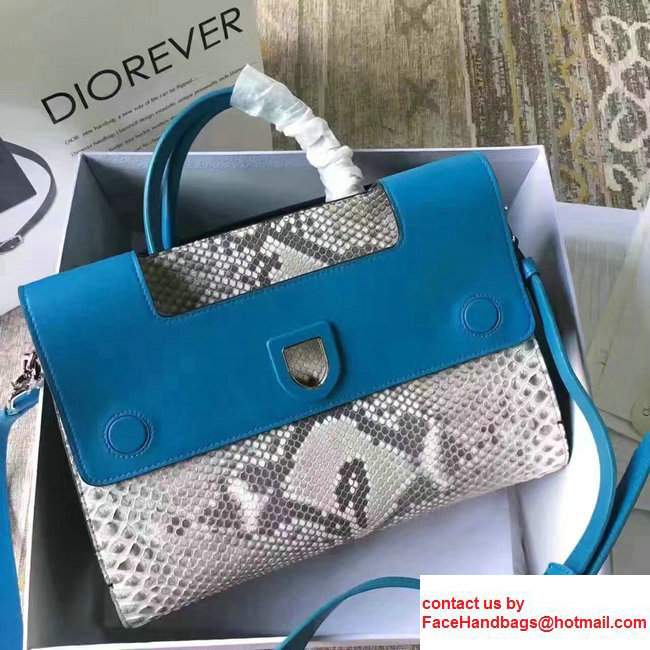 Dior Python Diorever Large Flap Tote Bag Black/Blue 2017