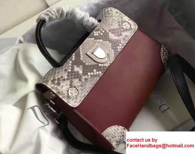 Dior Python Diorever Mini Flap Tote Bag Date Red 2017 - Click Image to Close