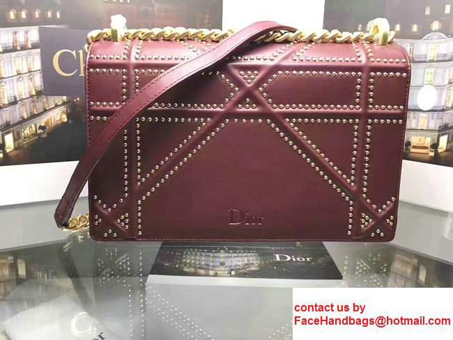 Dior Studded Diorama Flap Bag Burgundy Summer 2017