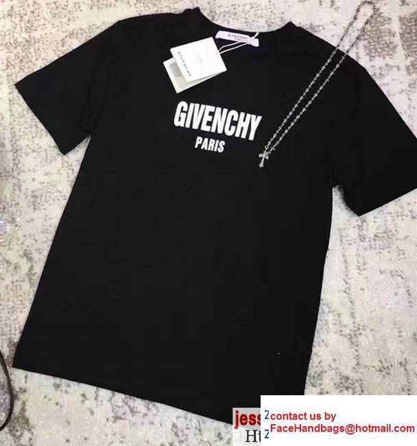 Givenchy Black Cotton Plain LetterPrint Broken Hole DesignT-Shirt 2017