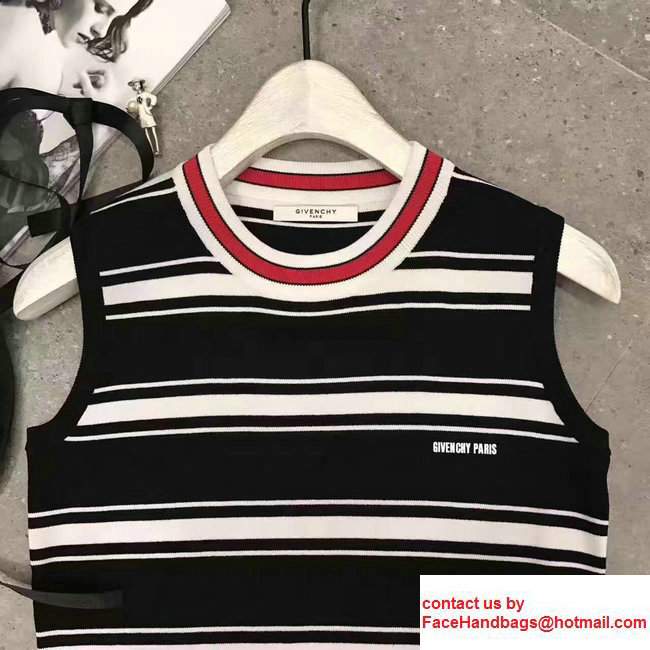 Givenchy Black Striped Sleeveless Round Neck Knitted Slim Mini Dress 2017