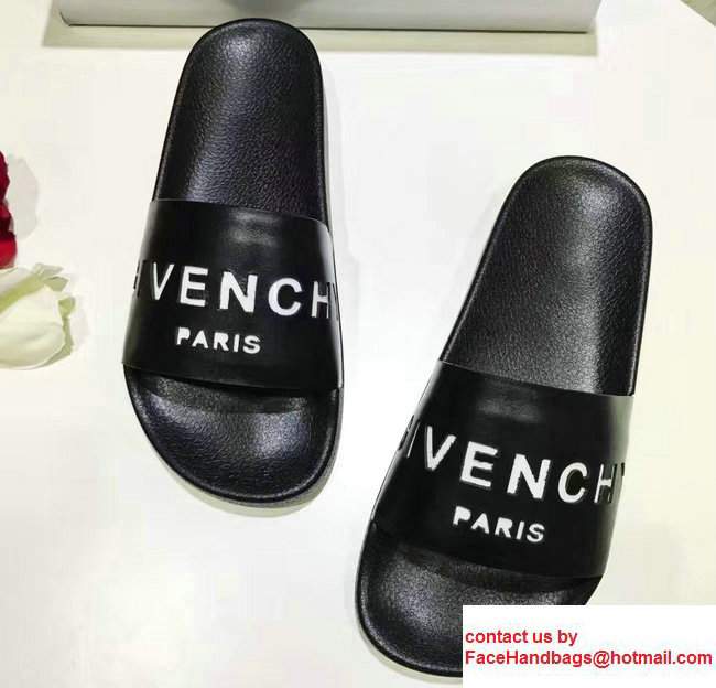 Givenchy Logo Print Slipper Sandals Black 2017