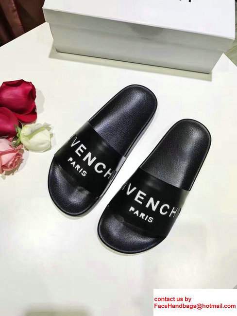 Givenchy Logo Print Slipper Sandals Black 2017