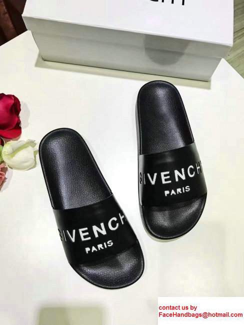 Givenchy Logo Print Slipper Sandals Black 2017