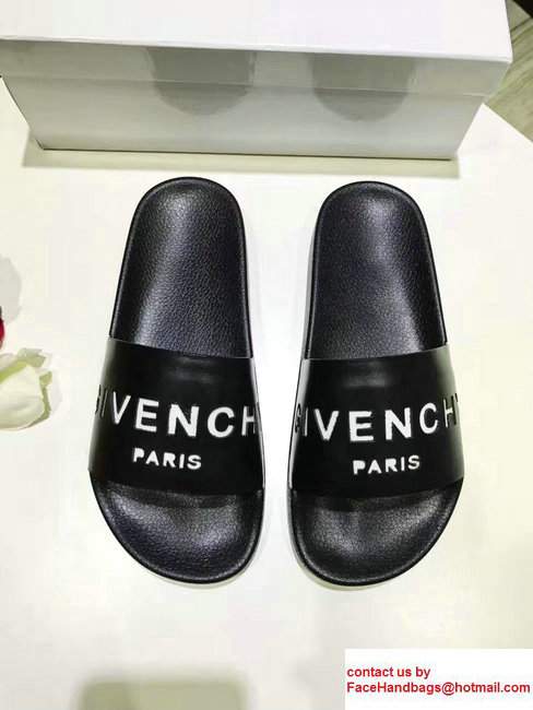 Givenchy Logo Print Slipper Sandals Black 2017