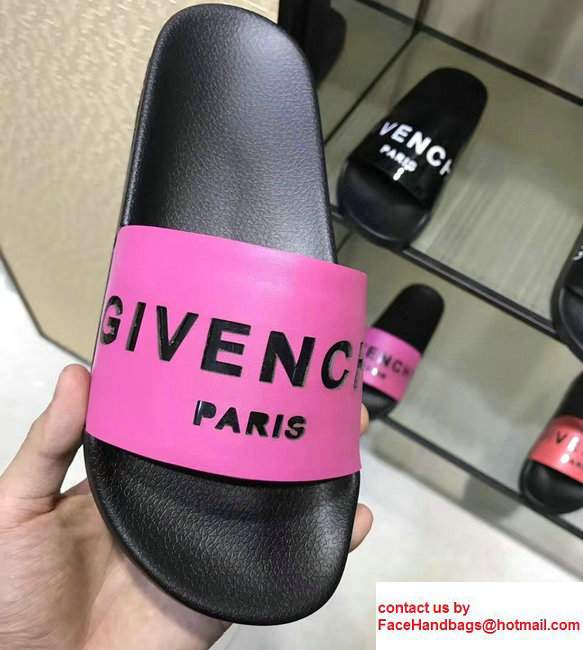 Givenchy Logo Print Slipper Sandals Dark Pink 2017