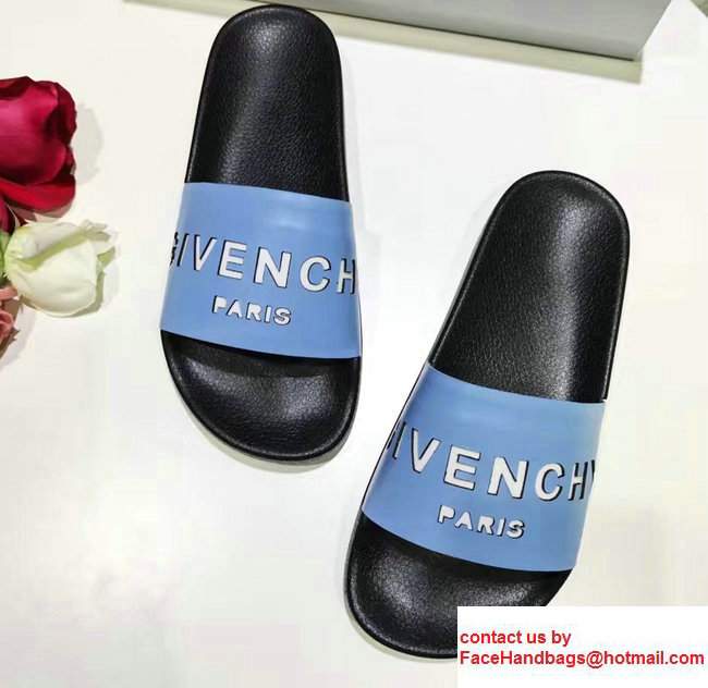 Givenchy Logo Print Slipper Sandals Sky Blue 2017