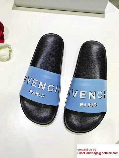 Givenchy Logo Print Slipper Sandals Sky Blue 2017