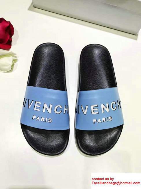 Givenchy Logo Print Slipper Sandals Sky Blue 2017