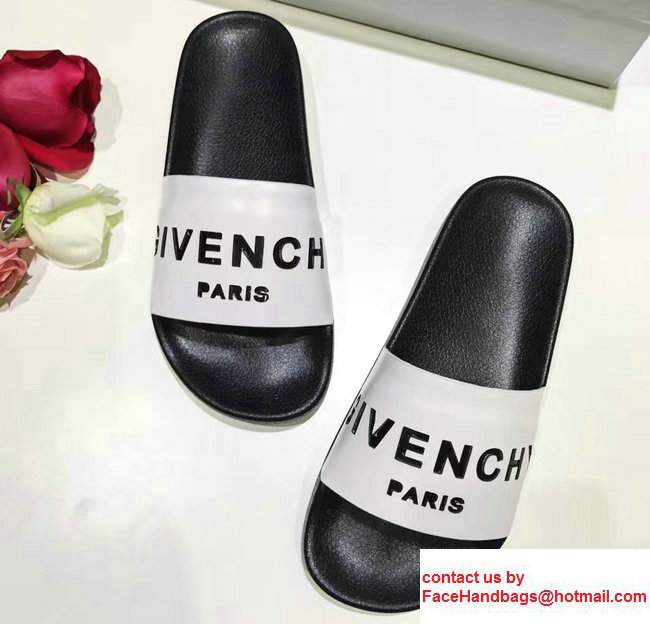 Givenchy Logo Print Slipper Sandals White 2017