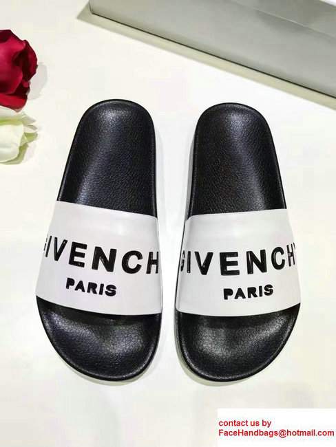 Givenchy Logo Print Slipper Sandals White 2017