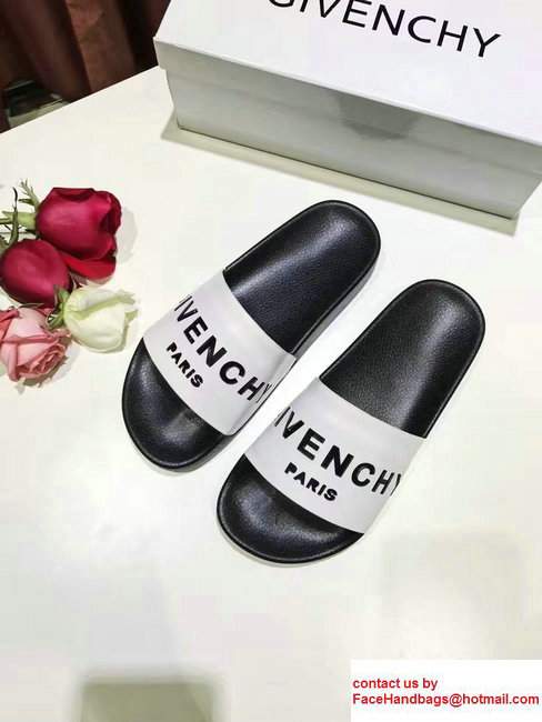 Givenchy Logo Print Slipper Sandals White 2017