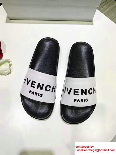 Givenchy Logo Print Slipper Sandals White 2017