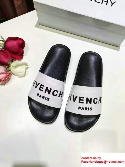 Givenchy Logo Print Slipper Sandals White 2017