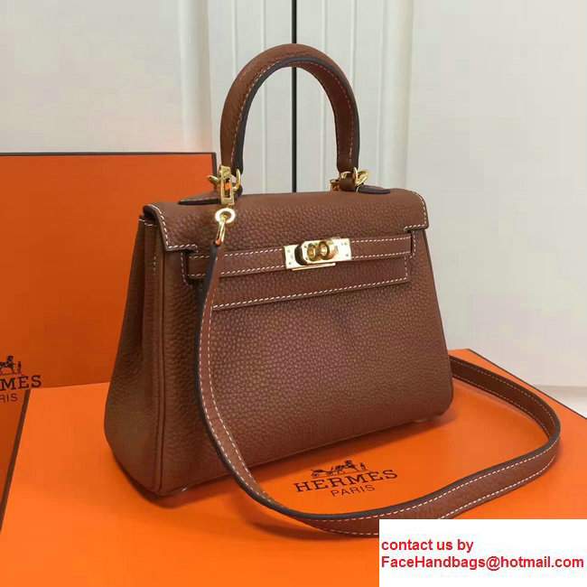 Hermes Togo Leather Kelly 20cm Mini Bag Brown