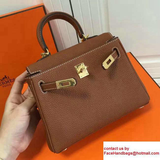 Hermes Togo Leather Kelly 20cm Mini Bag Brown