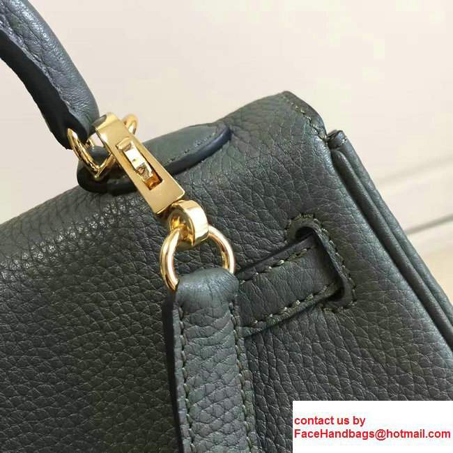 Hermes Togo Leather Kelly 20cm Mini Bag Dark Green