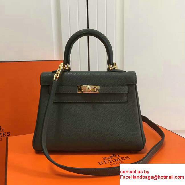 Hermes Togo Leather Kelly 20cm Mini Bag Dark Green