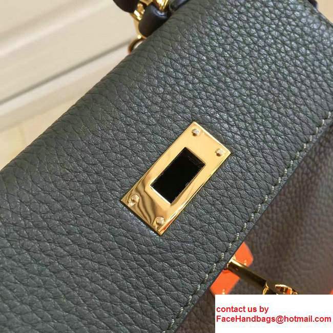 Hermes Togo Leather Kelly 20cm Mini Bag Dark Green