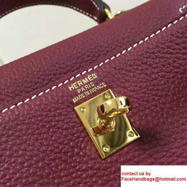 Hermes Togo Leather Kelly 20cm Mini Bag Date Red