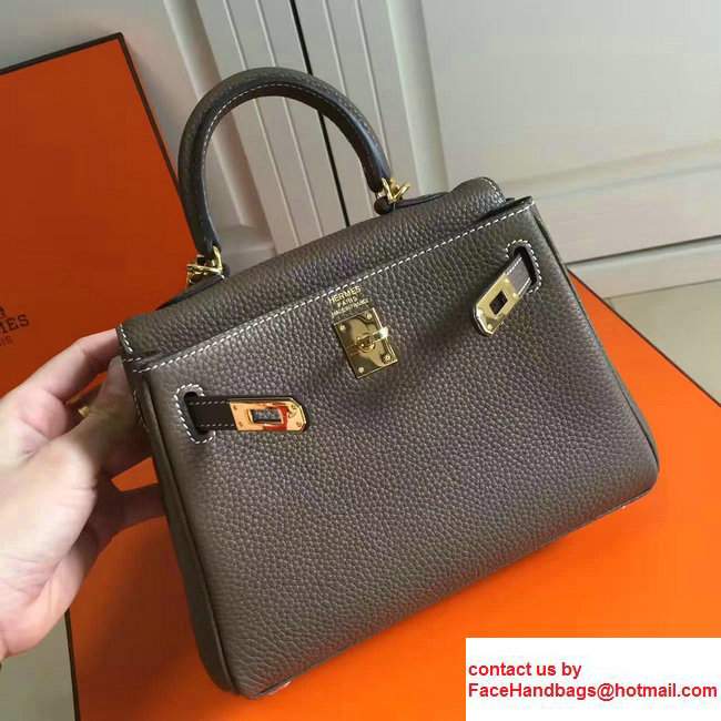 Hermes Togo Leather Kelly 20cm Mini Bag Etoupe