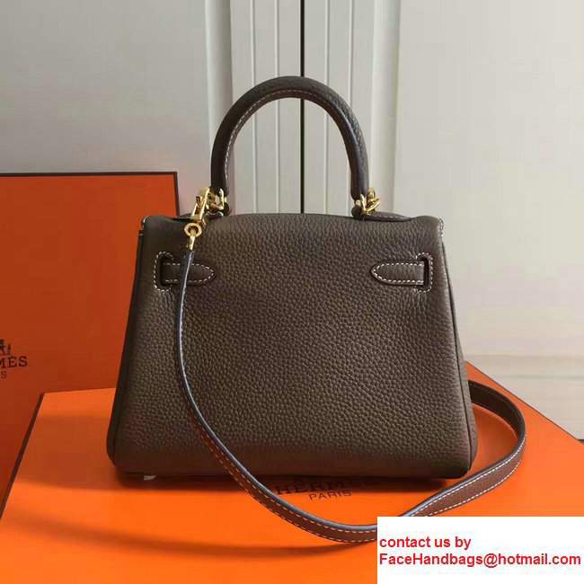 Hermes Togo Leather Kelly 20cm Mini Bag Etoupe